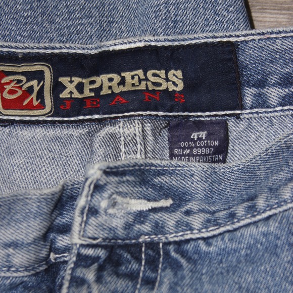 VTG Brooklyn Xpress Jeans Shorts Mens 44 Blue Denim Baggy Y2K Skate Pinkman - Picture 7 of 8